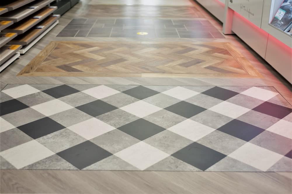 WALK ON FLOOR LAYING PATTERNS IN OUR SHOWROOM